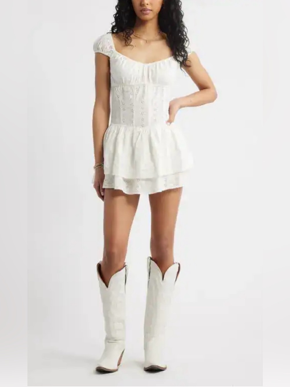 BP Eyelet Layered Ruffle Romper